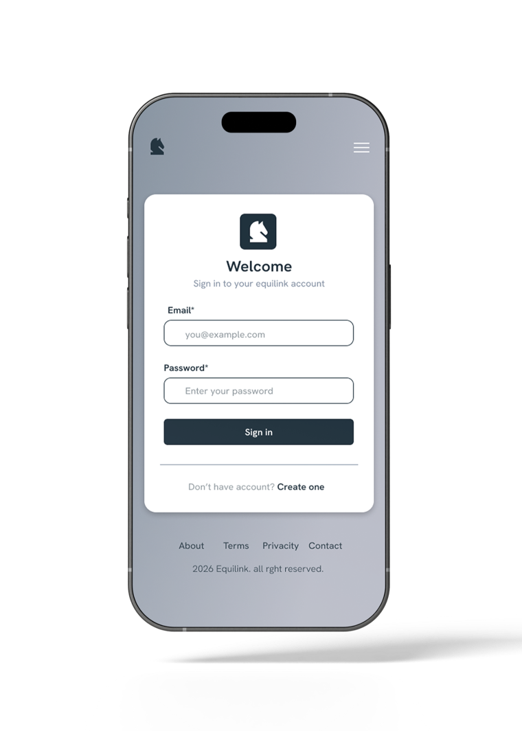 App de filly: pantalla de inicio de sesión