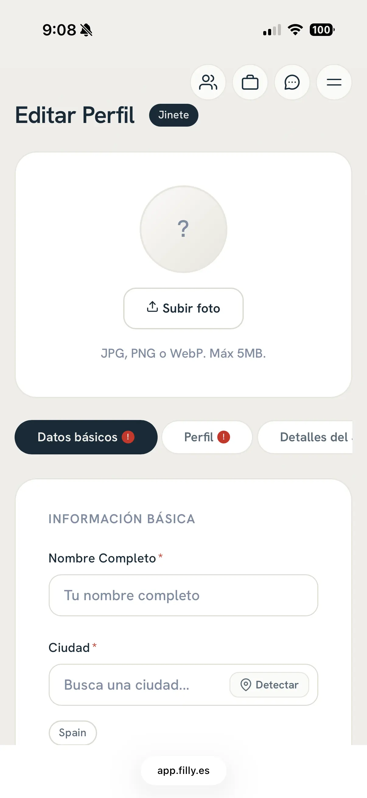 Crea tu perfil profesional